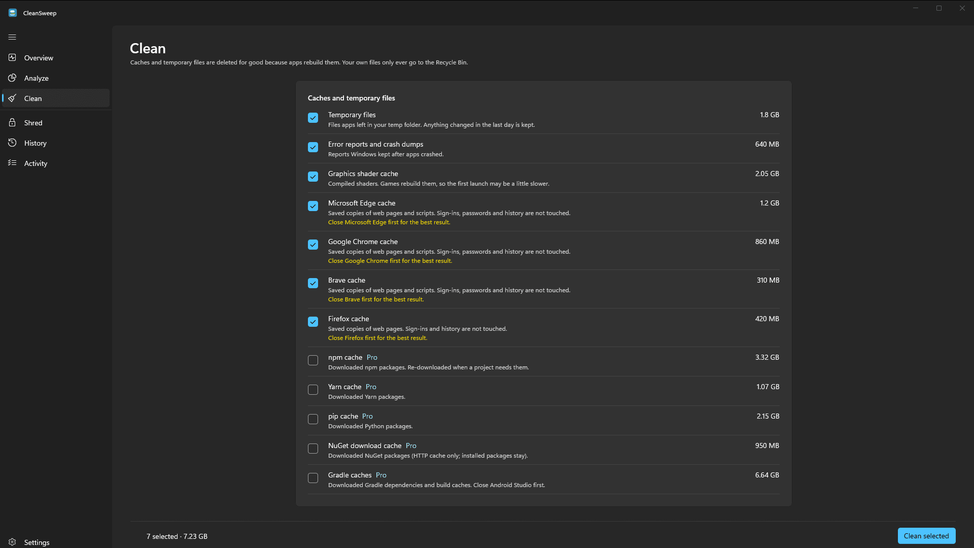 CleanSweep: Clean caches safely